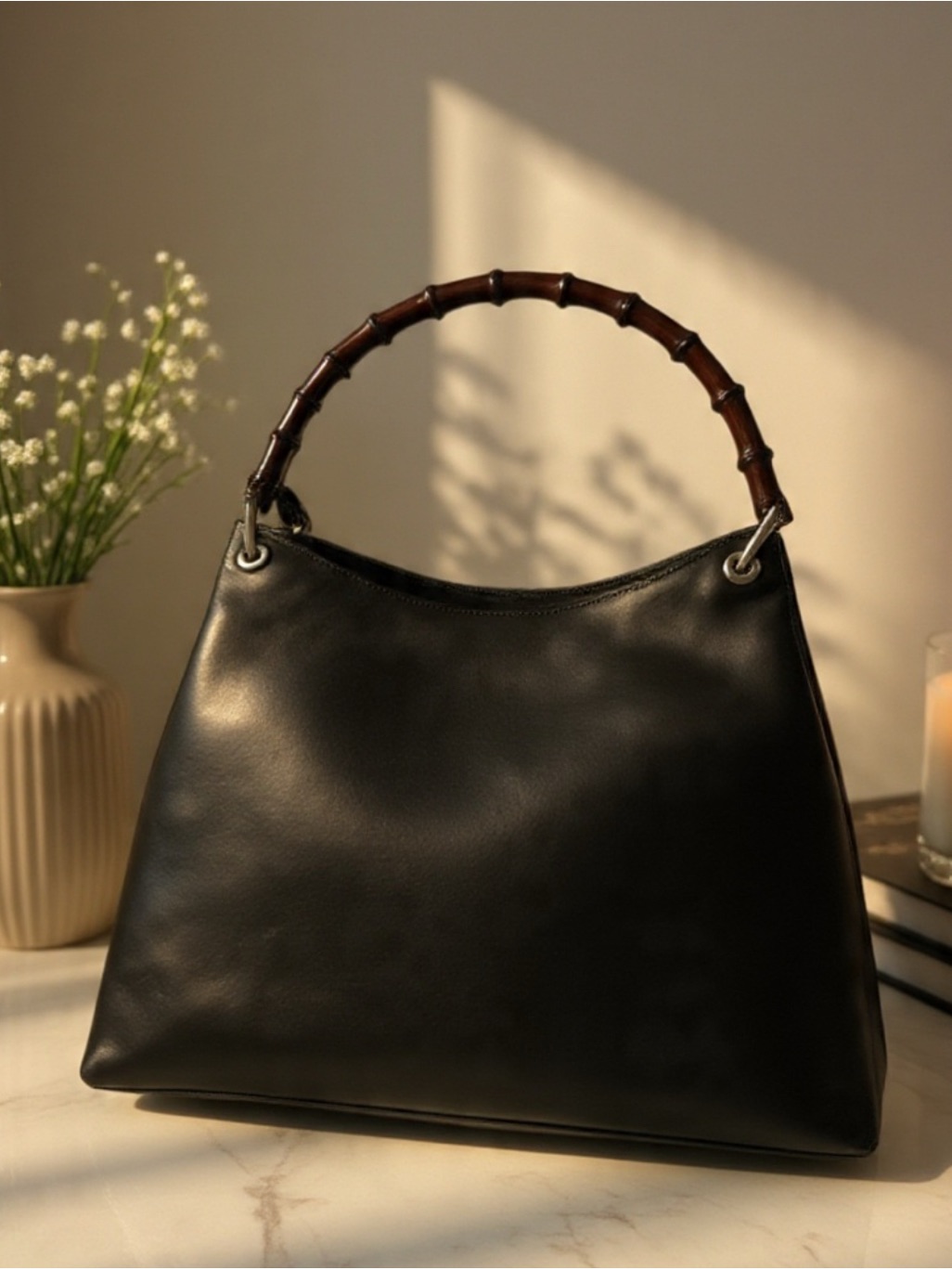 Gucci Leather & Bamboo Hobo Bag